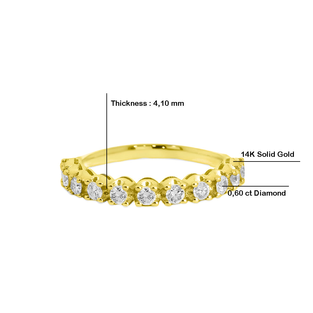 14K Gold Scalloped Diamond Band