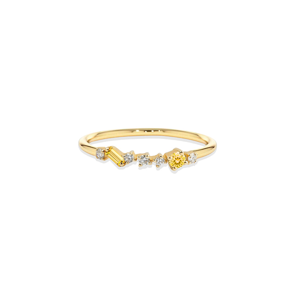 14K Gold Citrine Baguette Ring / Romantic Gift