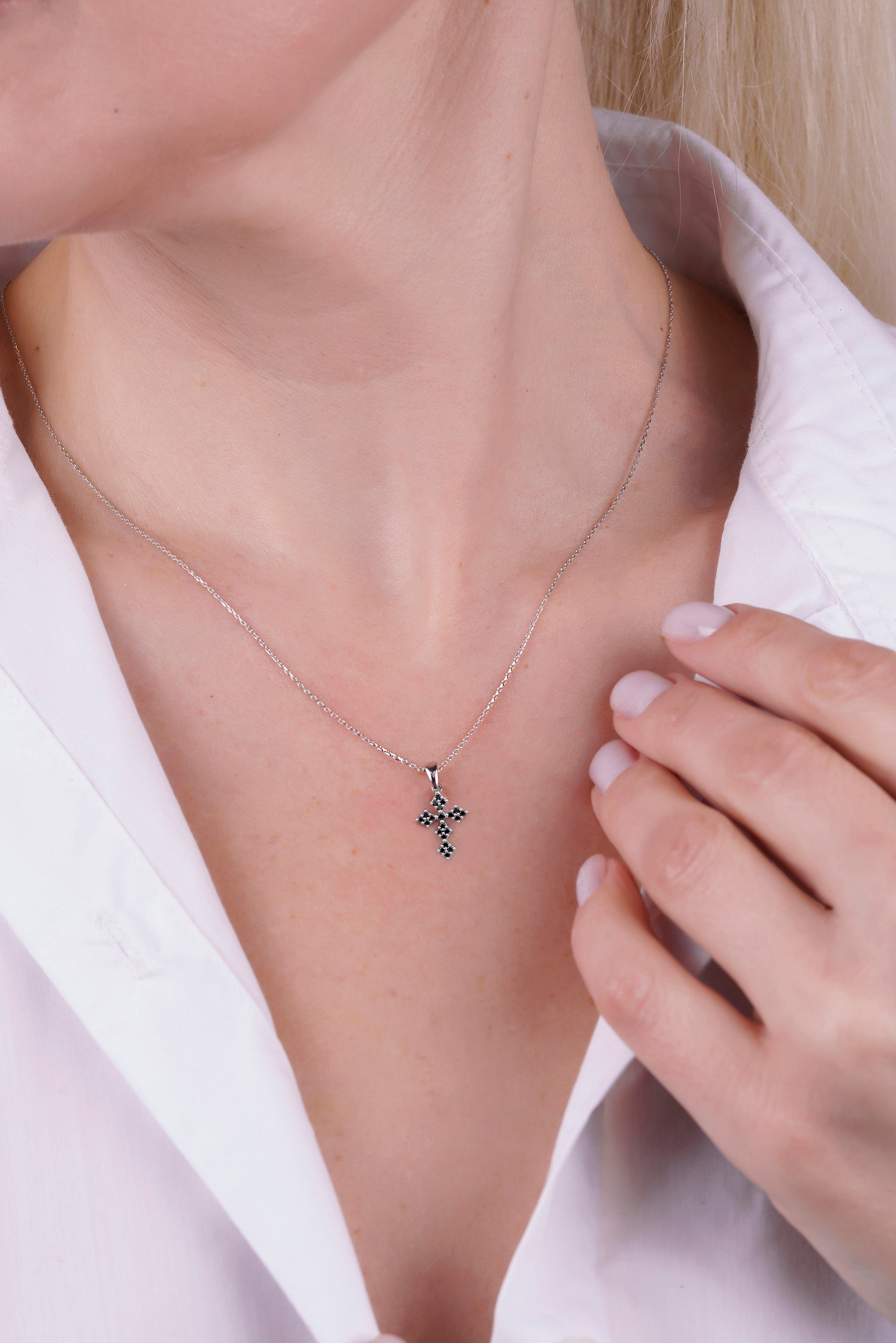 Natural Black Diamond Christian Pendant / Anniversary Gift