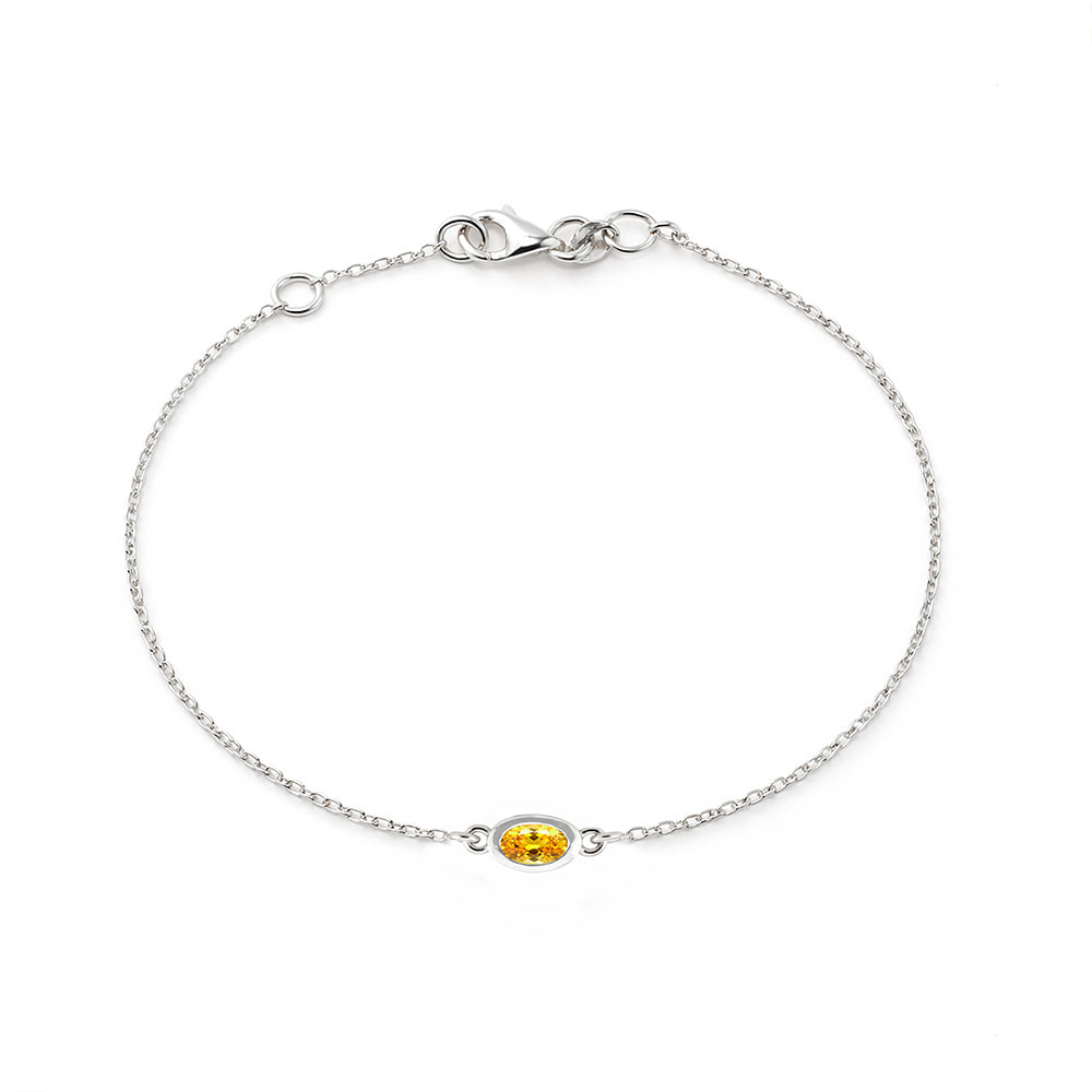 14K Gold Citrine Bracelet, Anniversary Gift