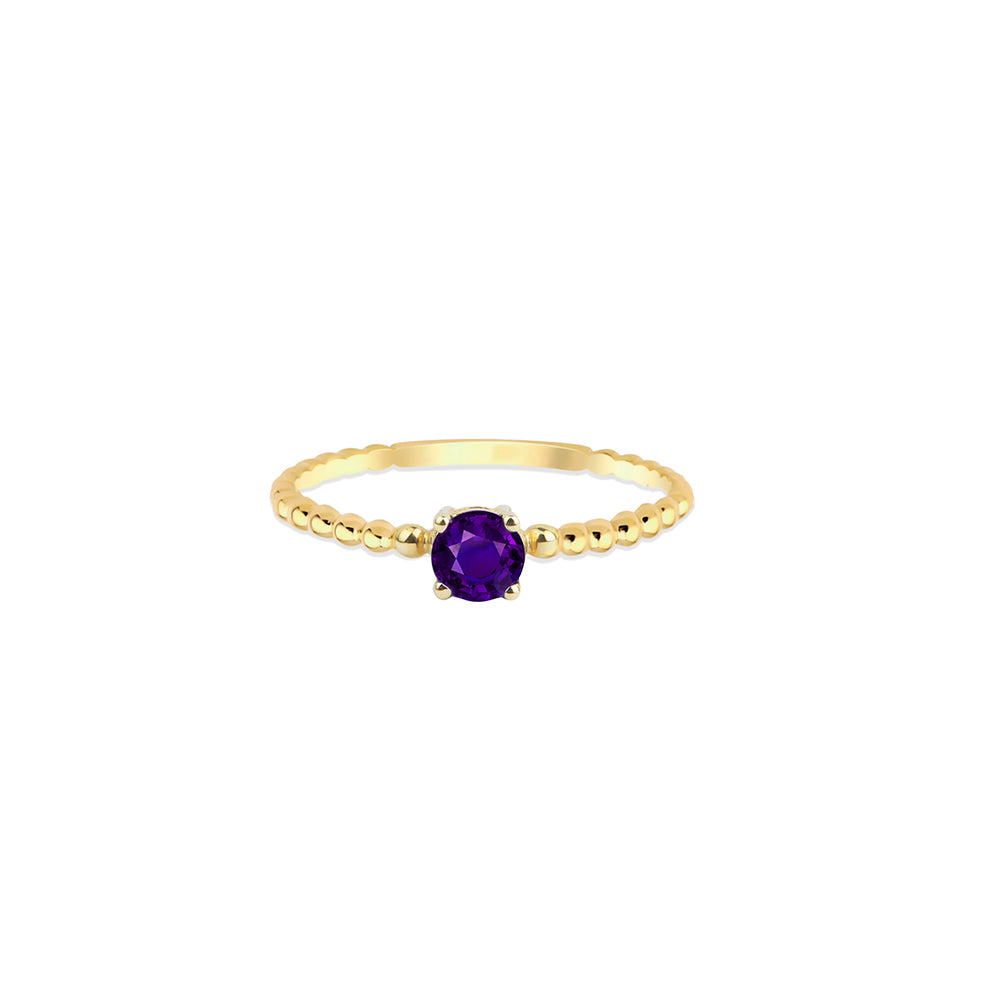 Round Amethyst Ring / Wedding Ring
