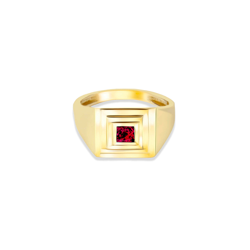 14K Gold Princess Cut Ruby Ring