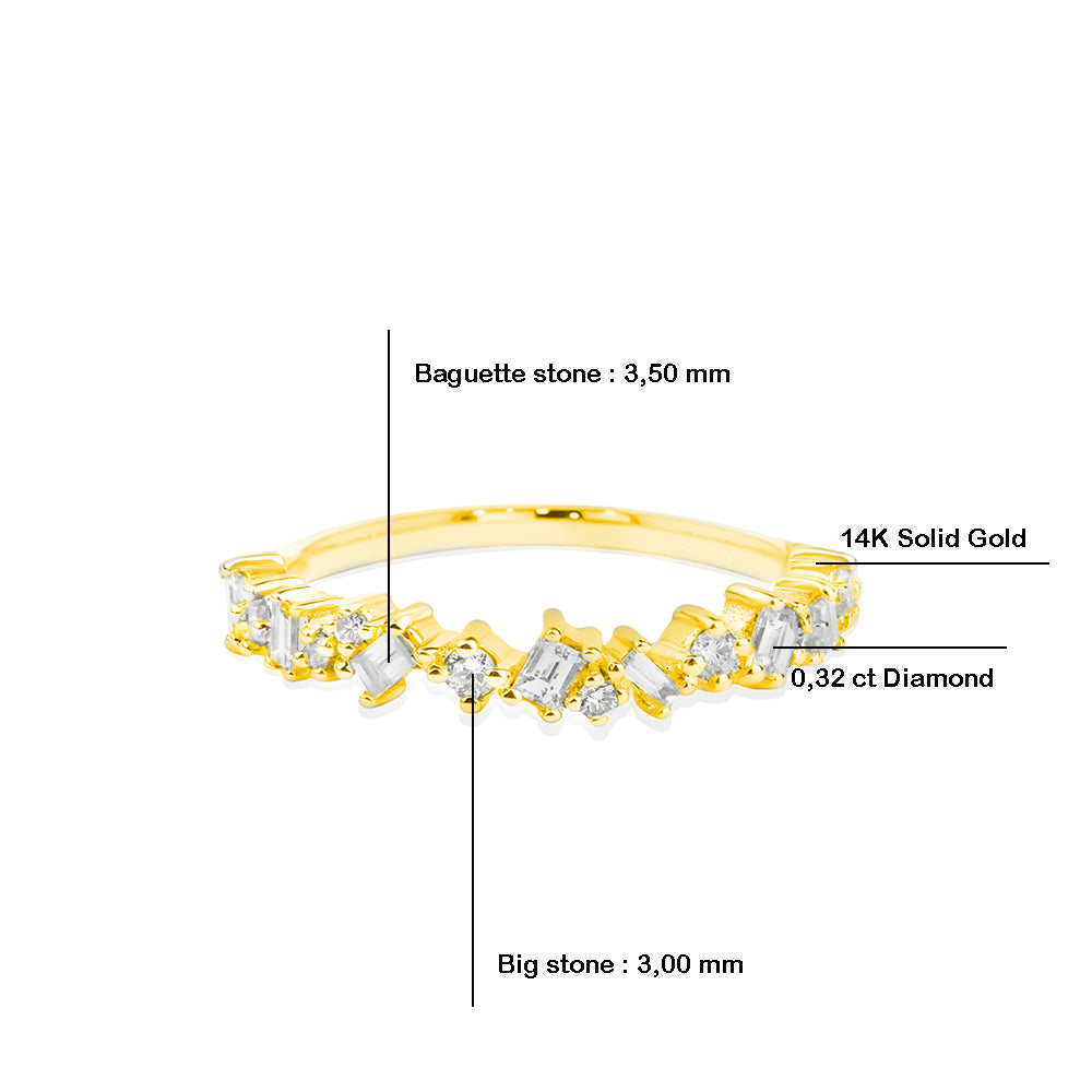 14K Gold Mixed Cut Diamond Band