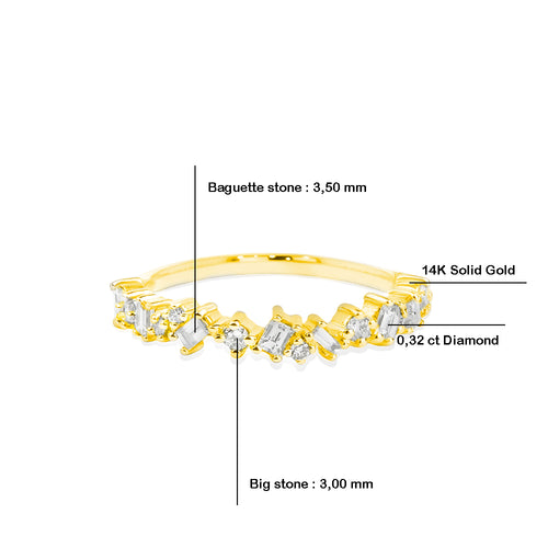 14K Gold Mixed Cut Diamond Band