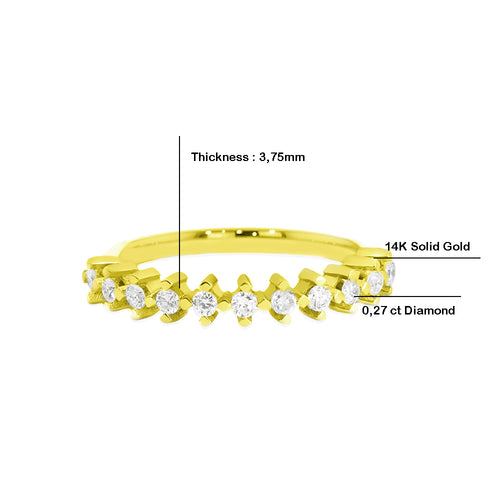 14K Gold Diamond Cluster Band