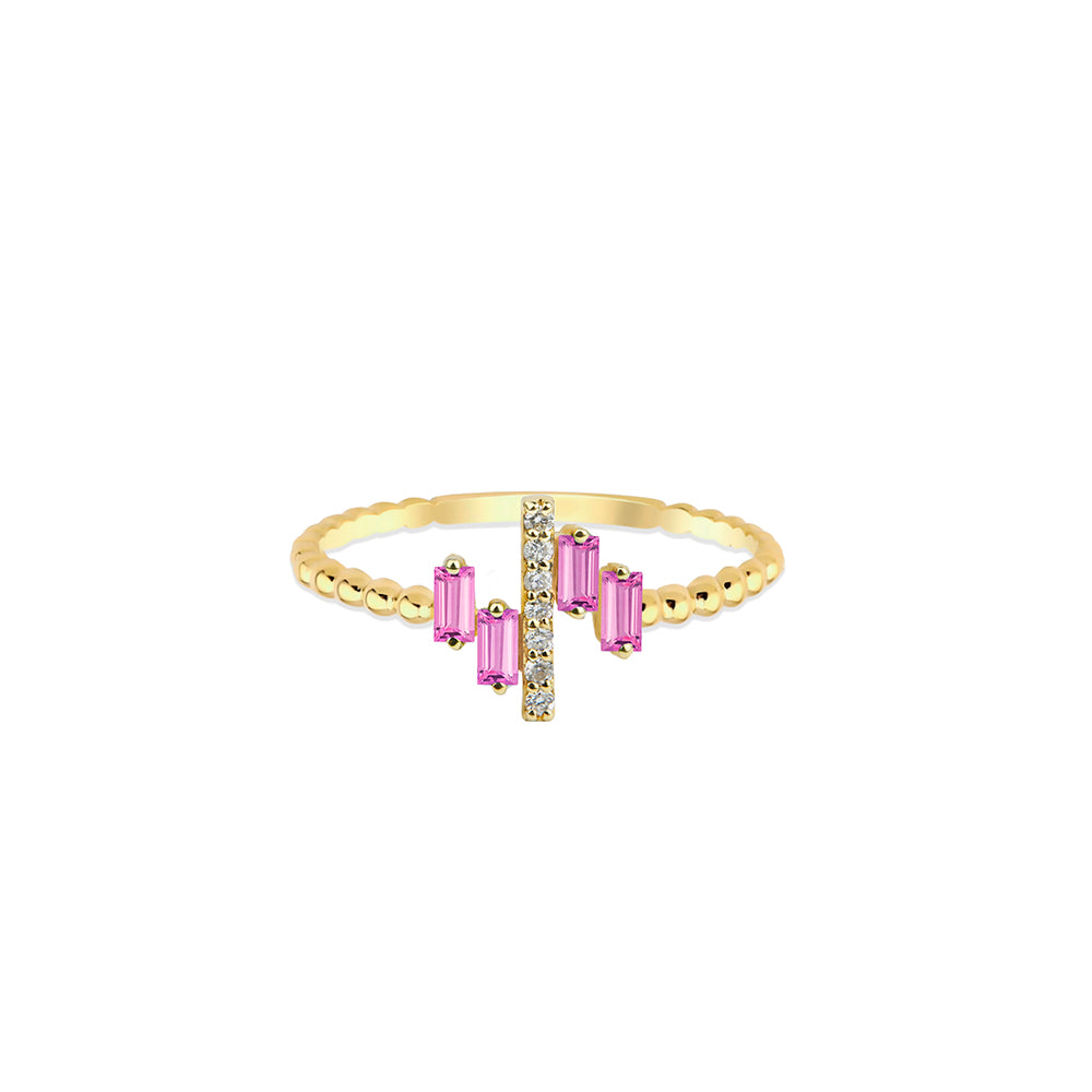 14K Gold Pink Sapphire Ring / Feminine ring