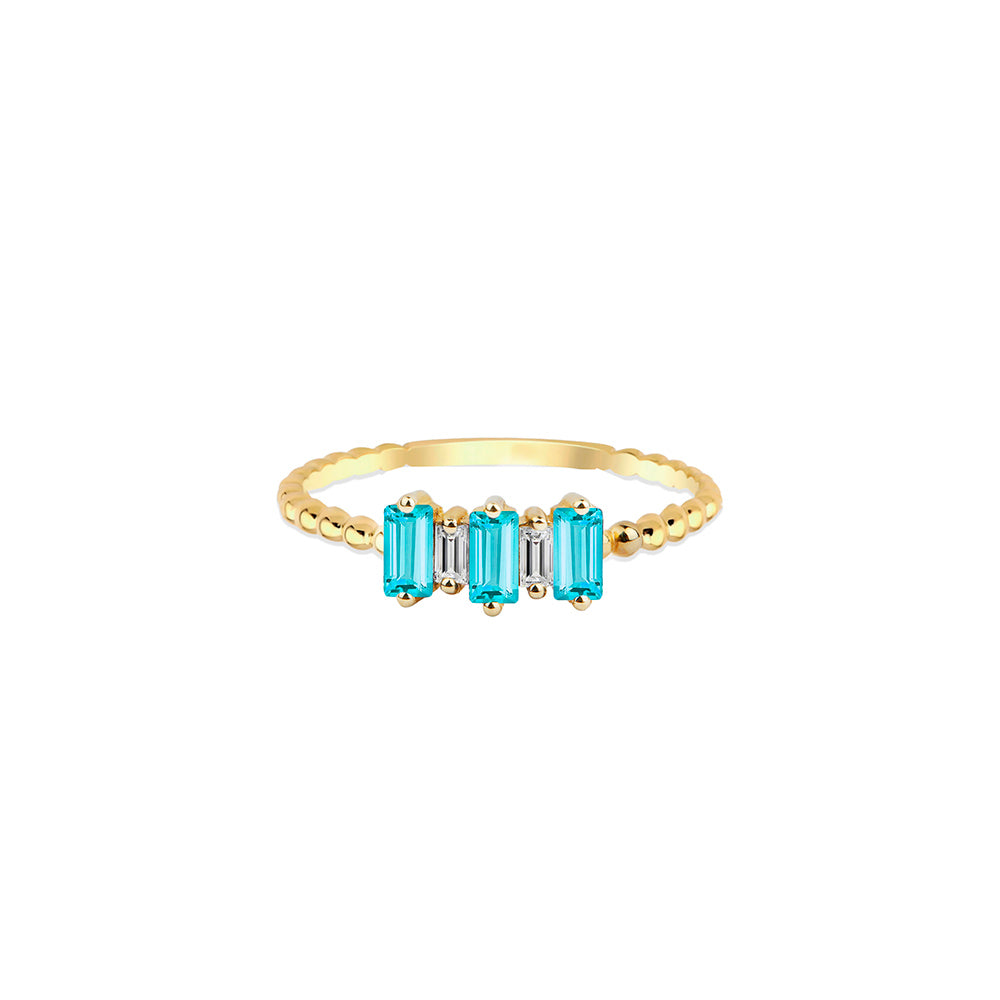 14K Gold Art Deco Aquamarine Ring