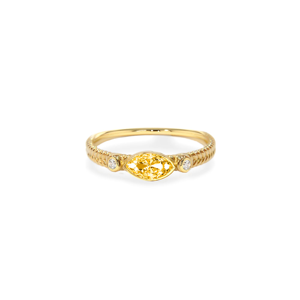 14K Gold Marquise Citrine Ring