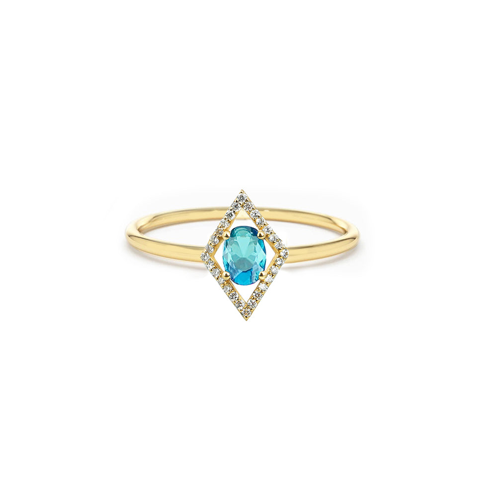 Kite Halo Aquamarine Ring