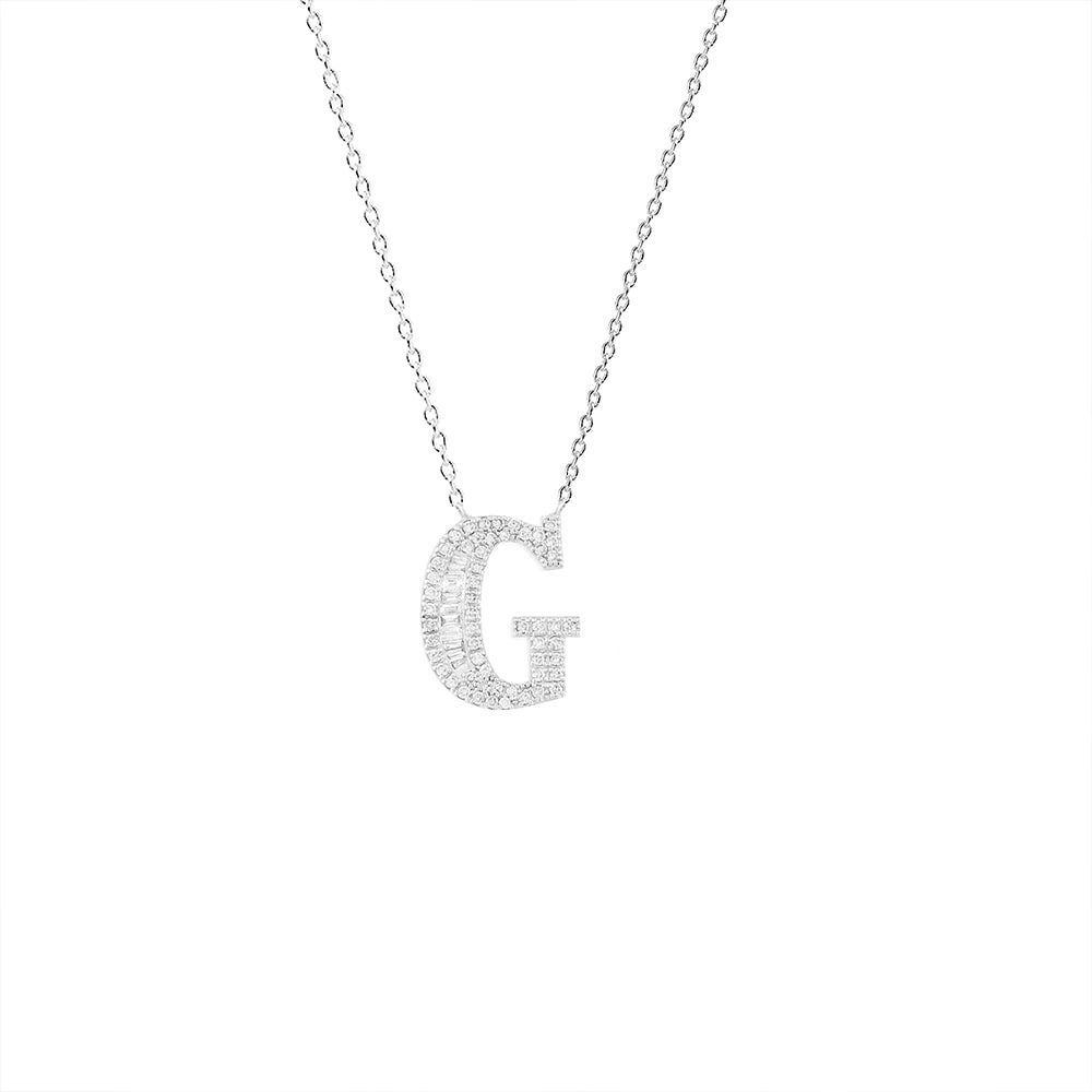 14K Gold Diamond Initial G Necklace