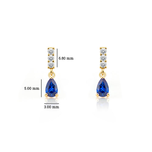 14K Gold Natural Sapphire Drop Earrings