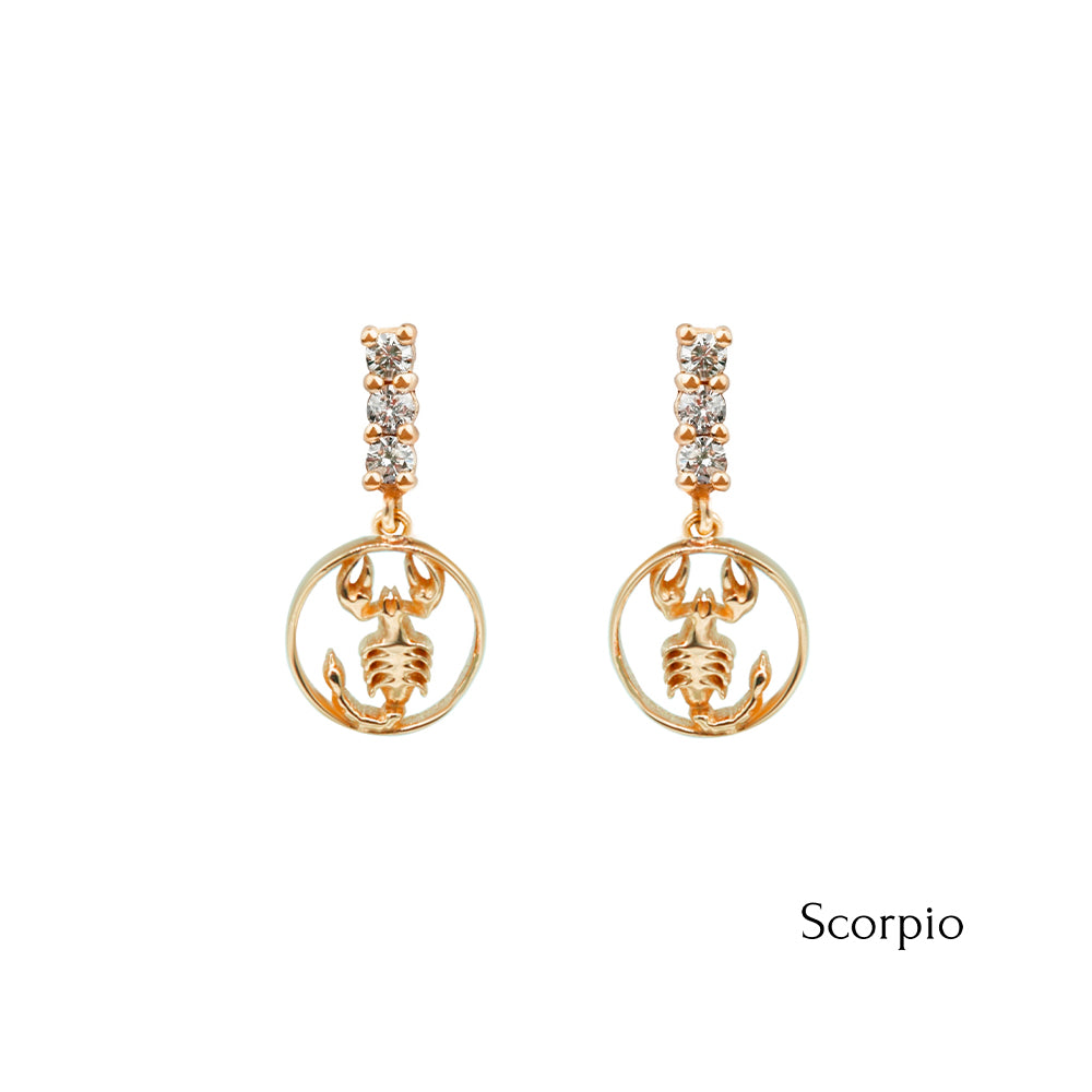 14K Gold Diamond Scorpio Earrings