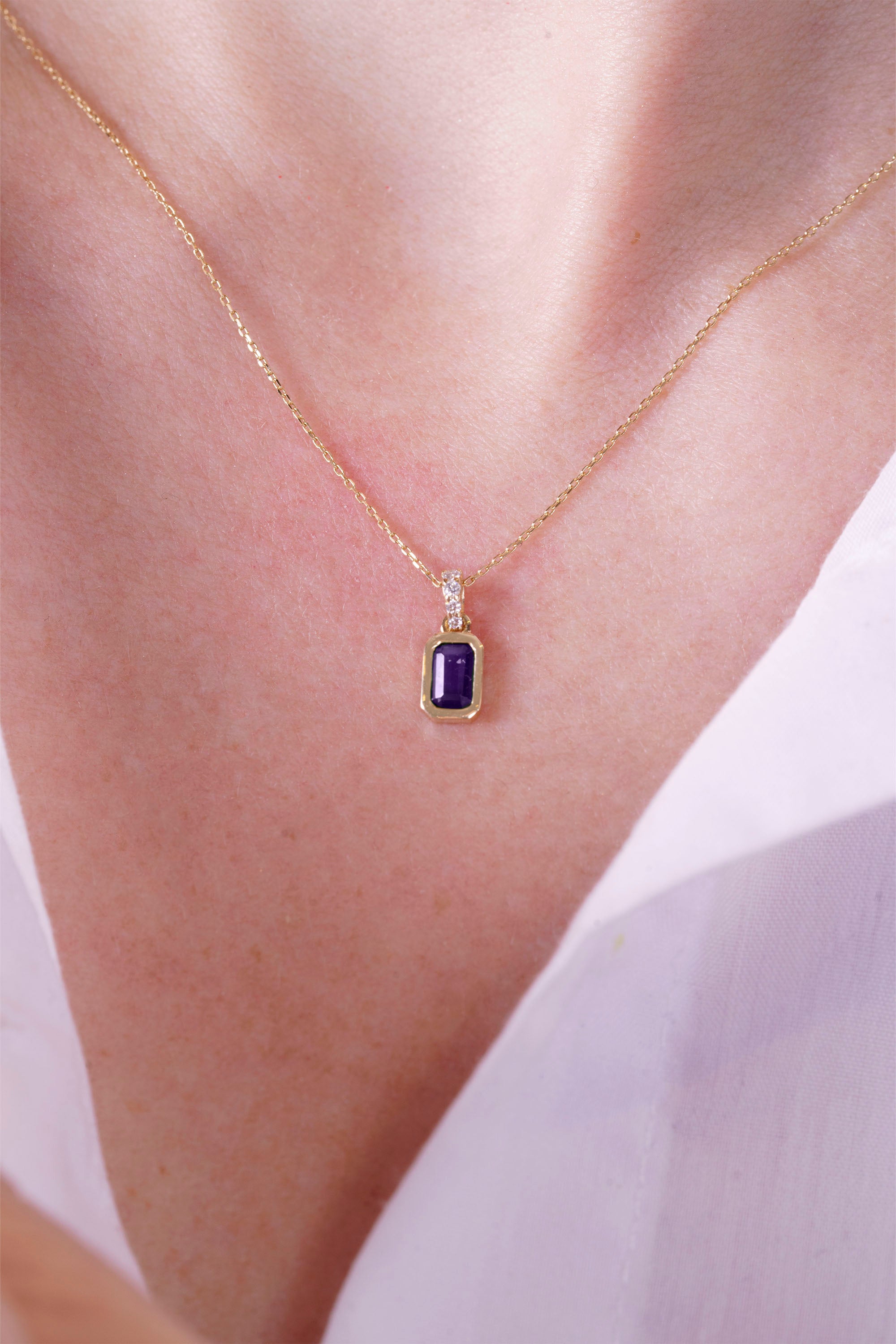 Natural Amethyst Pendant Necklace