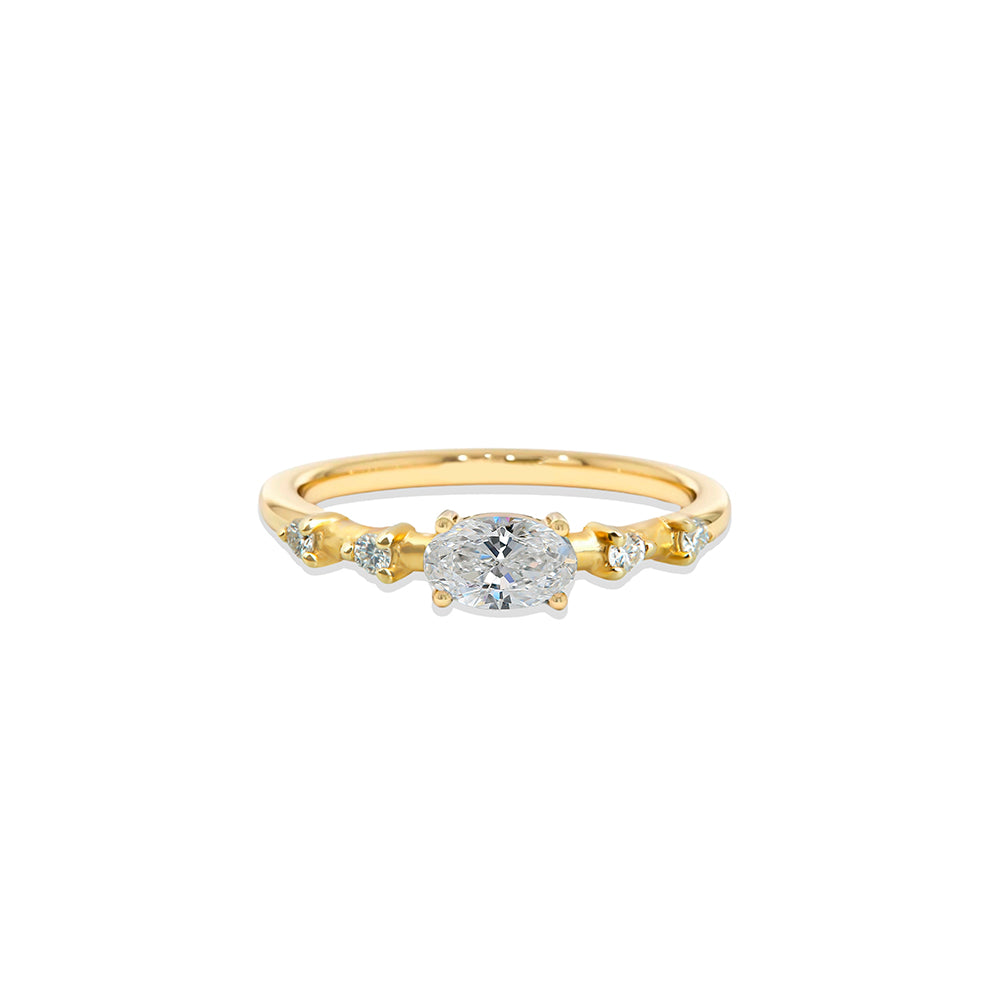 East West White Sapphire Ring