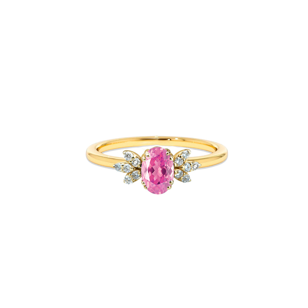 14K Gold Diamond Pink Sapphire Ring