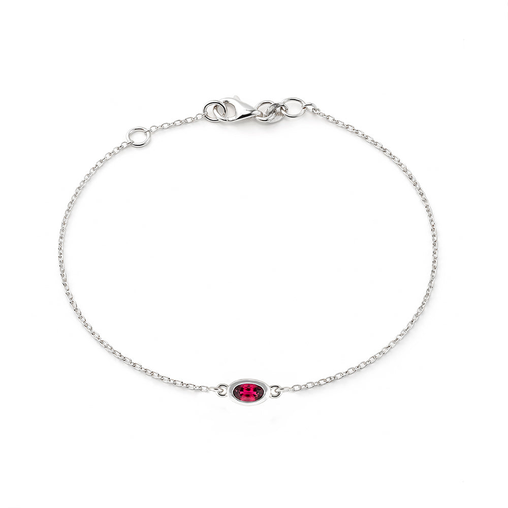 14K Gold Natural Oval Ruby Bracelet