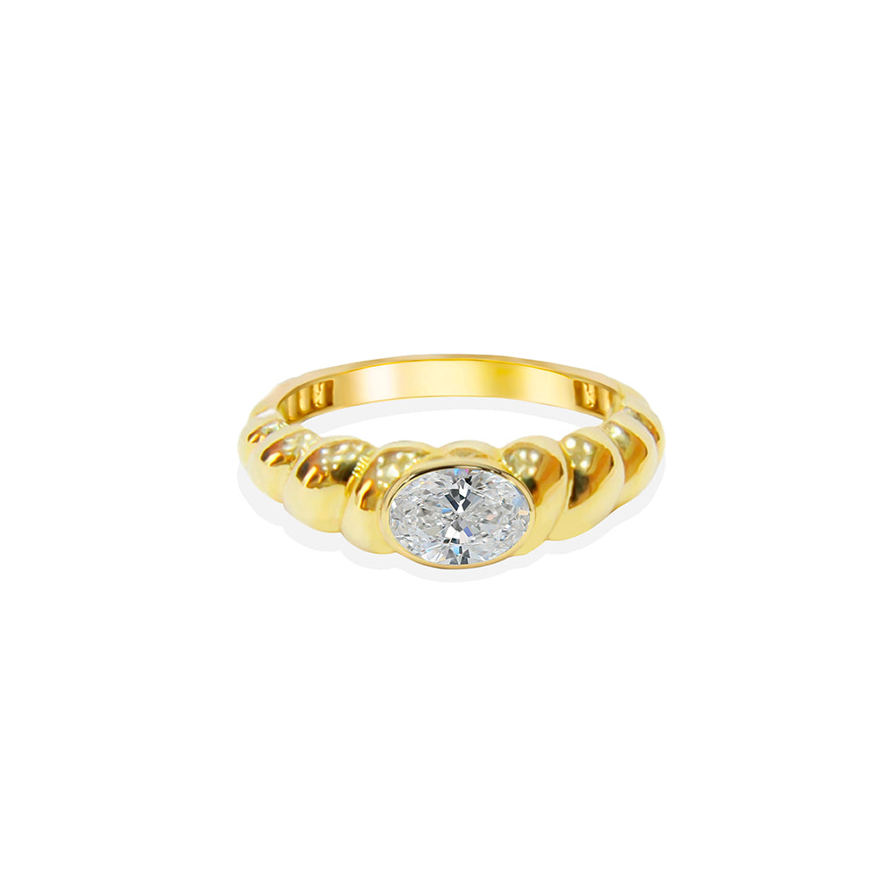 14K Gold Natural White Sapphire Bubble Ring