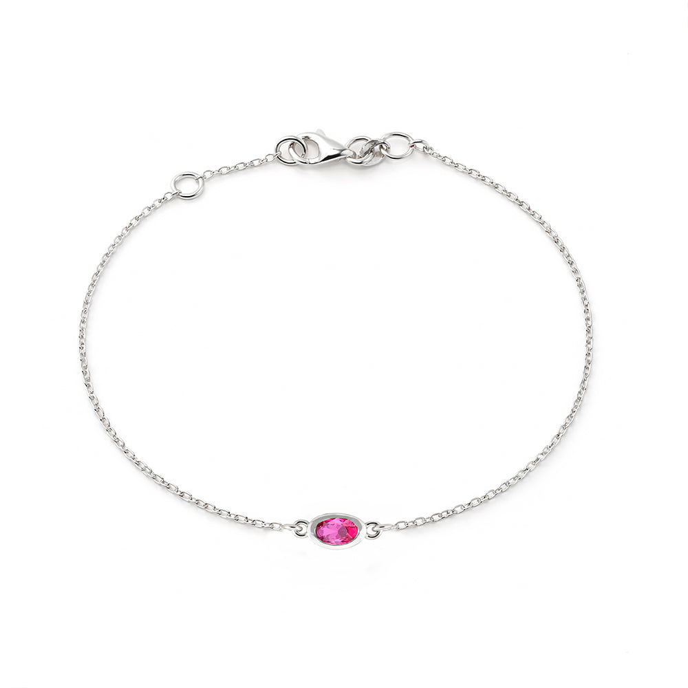 14K Gold Natural Pink Sapphire Bracelet, Feminene Bracelet