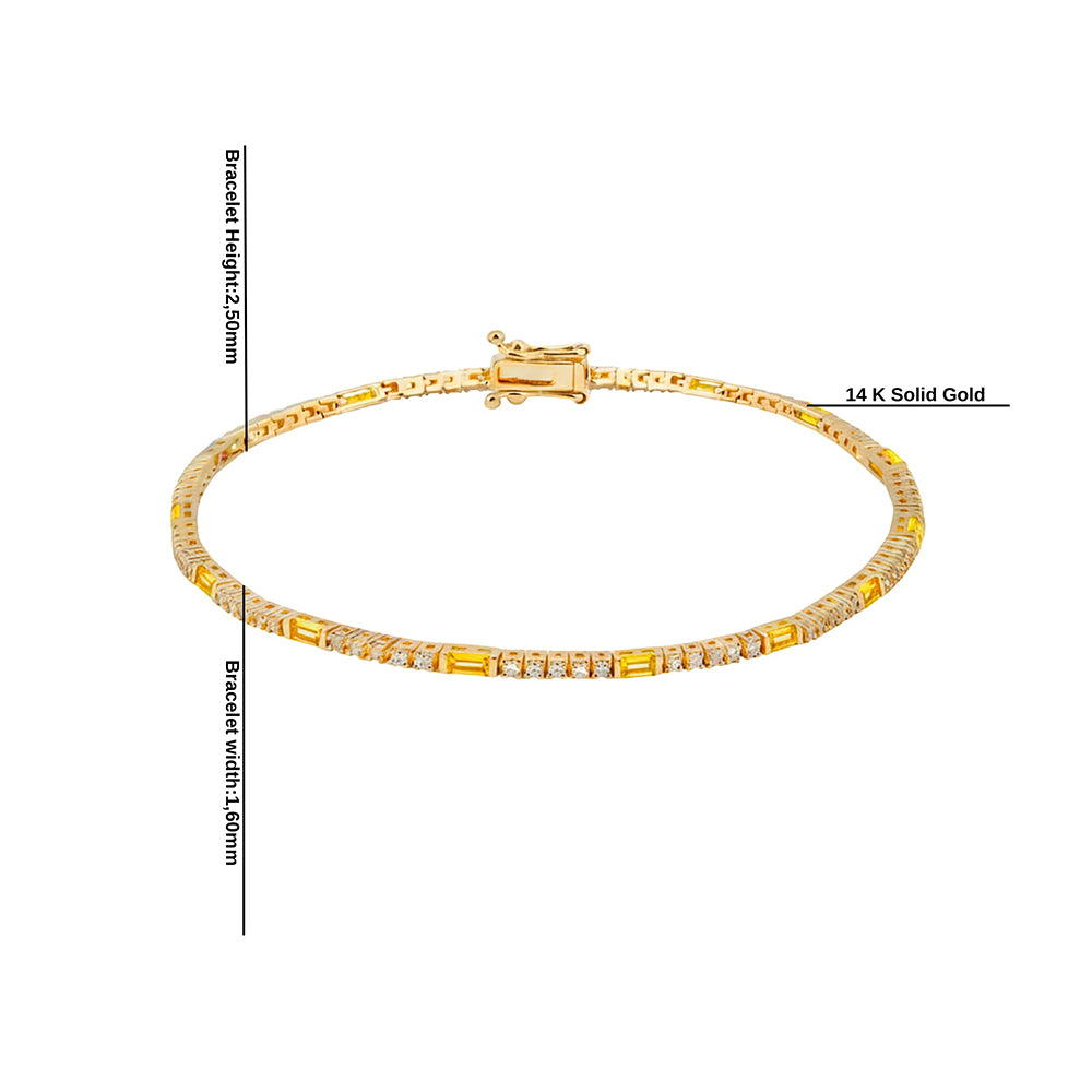Natural Citrine Diamond Tennis Bracelet / Birthday Gift