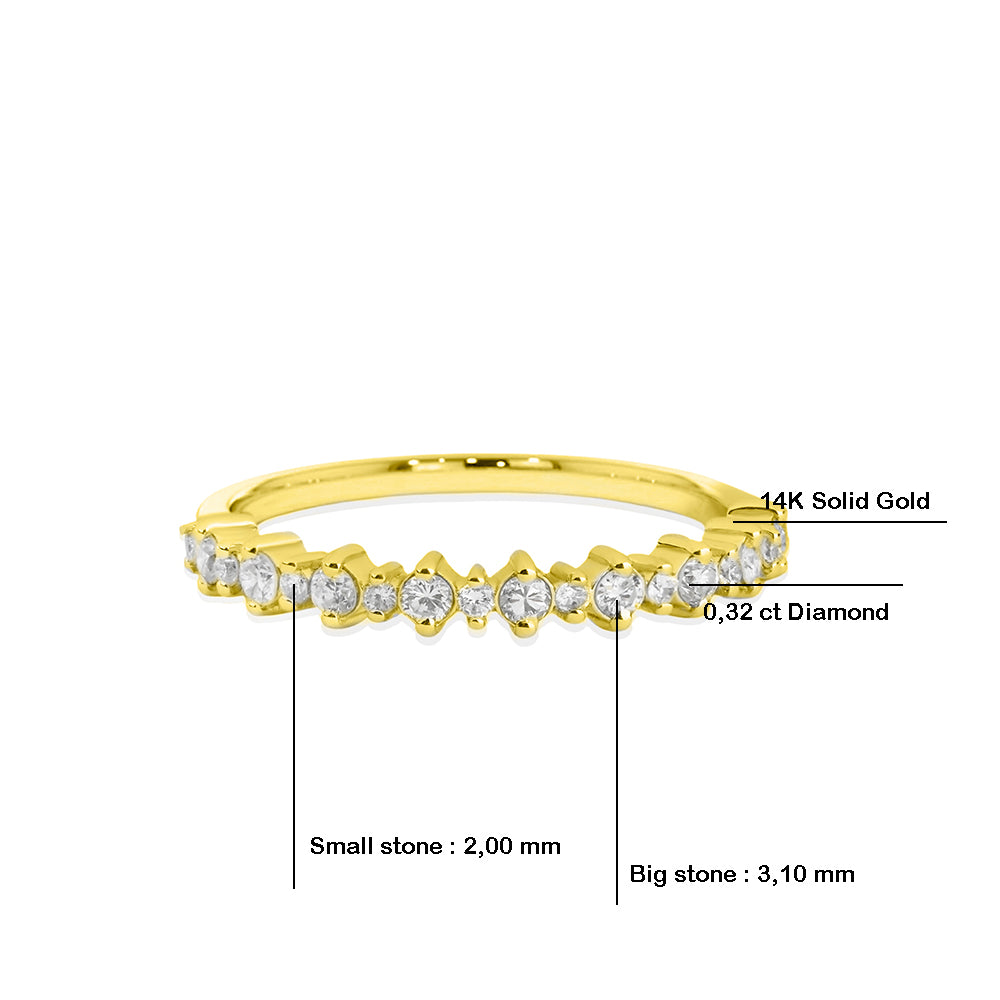 14K Gold Milgrain Diamond Band