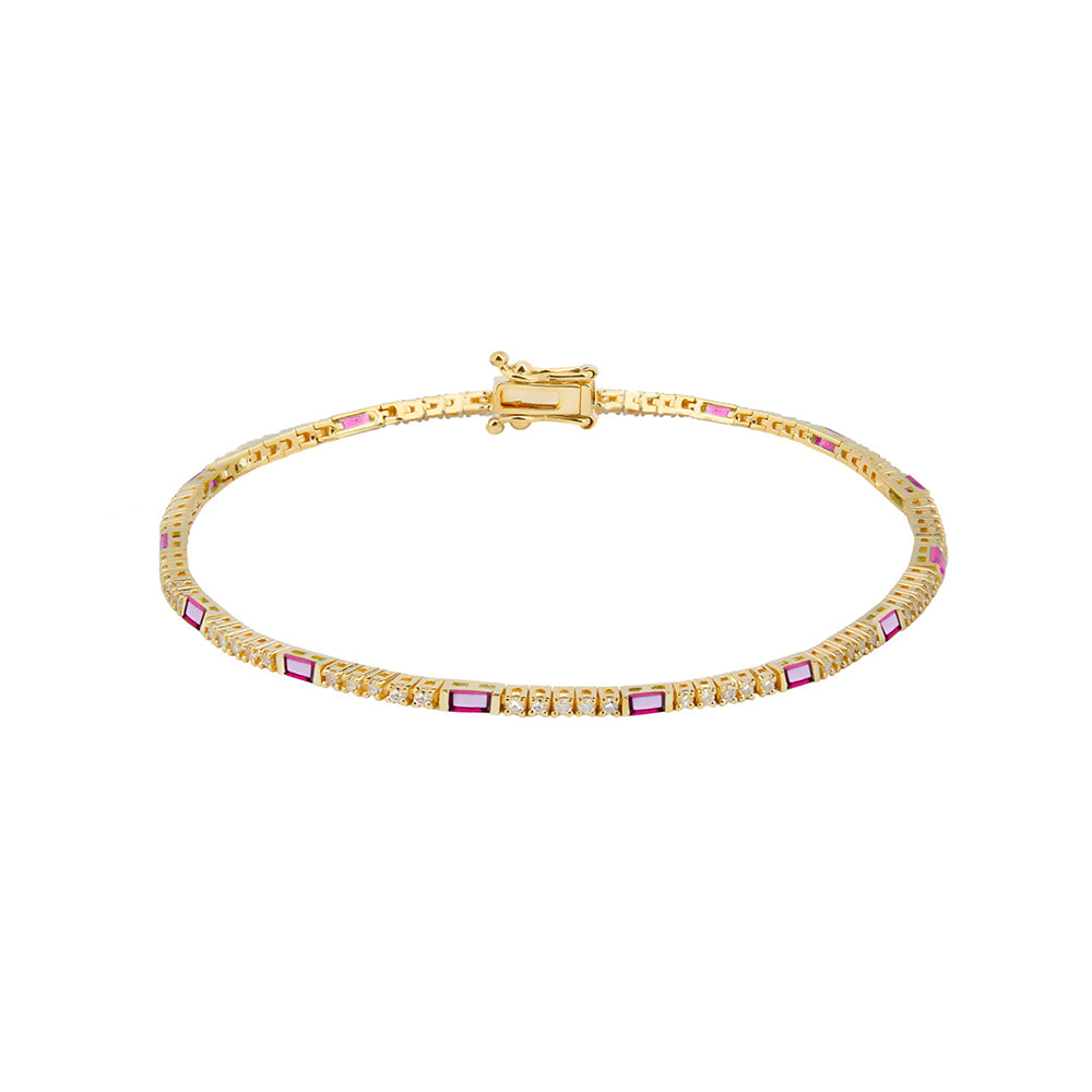 Natural Ruby Diamond Tennis Bracelet