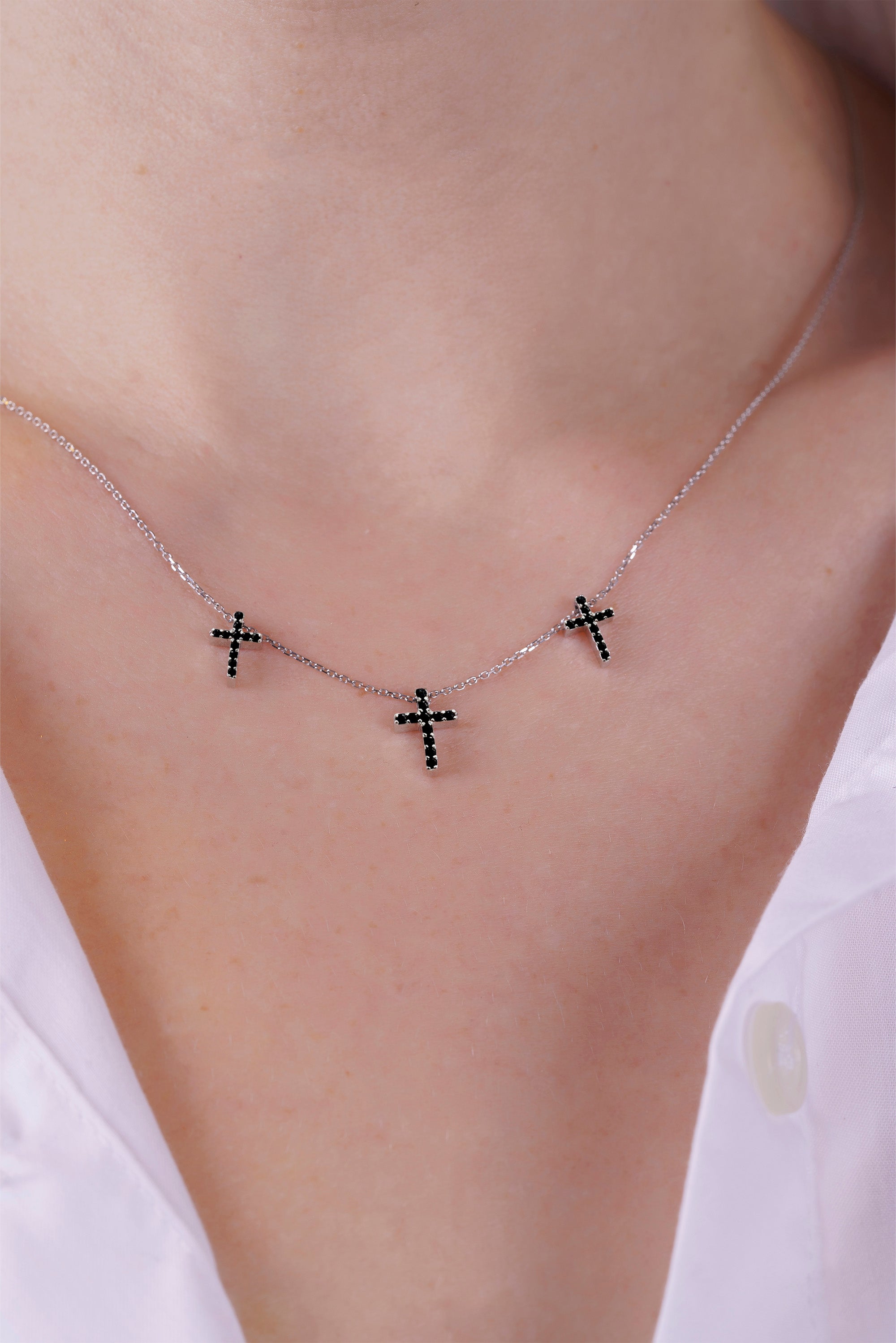 Modern Triple Cross Necklace / Gothic Cross Pendant