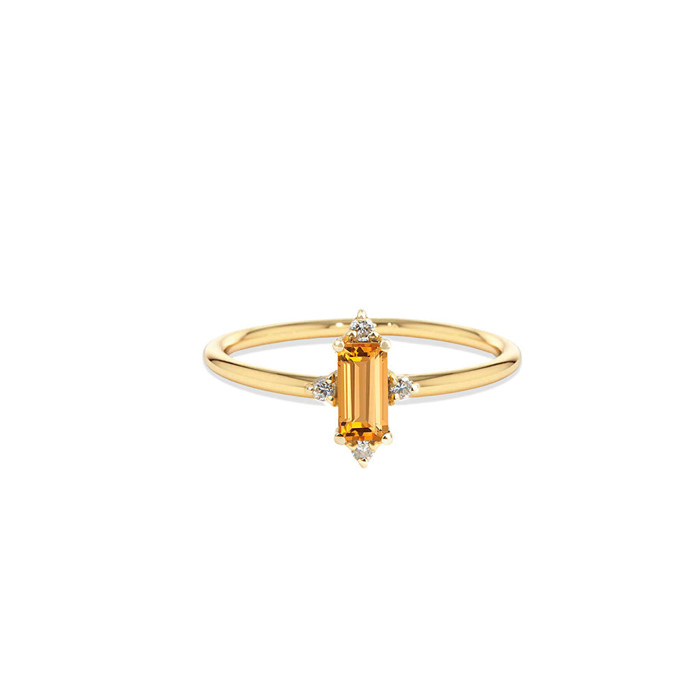 14K Gold Citrine Engagement Ring