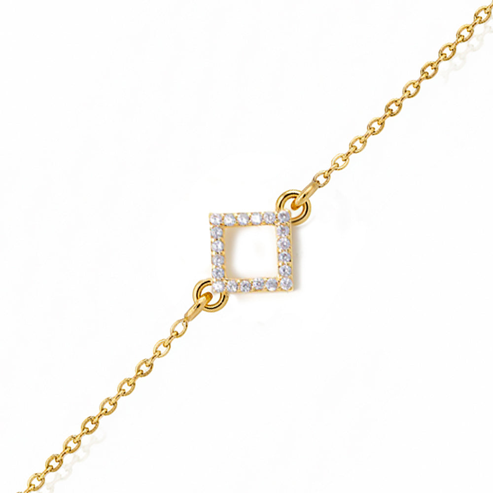 14K Gold Diamond Square Bracelet / Anniversary Gift