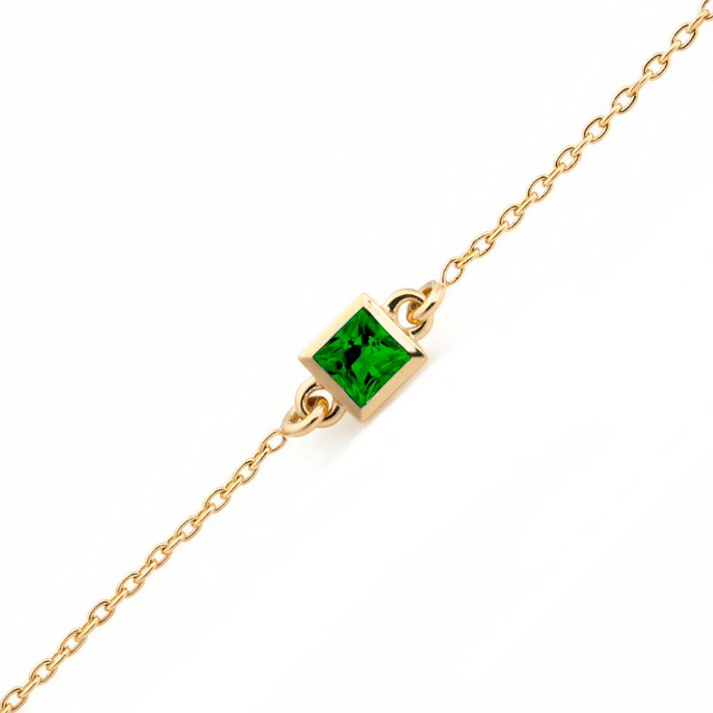 14K Gold Square Emerald Bracelet