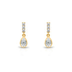 14K Gold White Sapphire Teardrop Earrings