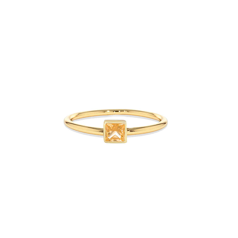 14K Gold Citrine Solitaire Ring
