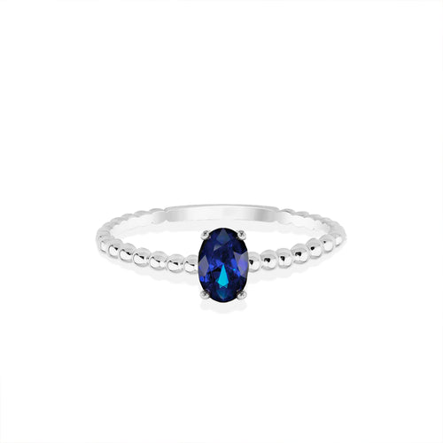 14K Solid Gold Oval Cut Sapphire Ring