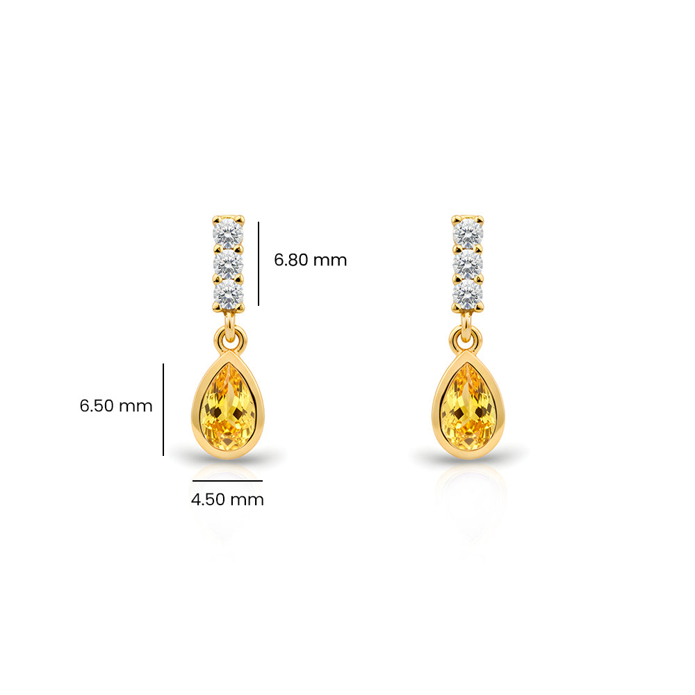 14K Gold Citrine Teardrop Earrings