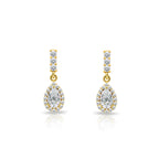 14K Gold White Sapphire Pear Cut Earrings