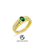 14K Gold Oval Emerald Ring with Diamond Accents