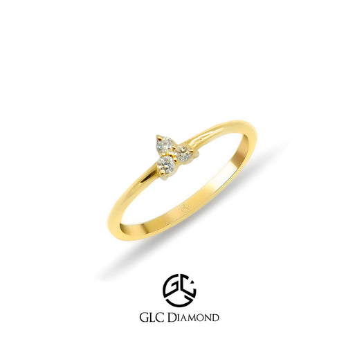 14K Gold Diamond Triangle Ring