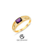 14K Gold Diamond Amethyst Ring