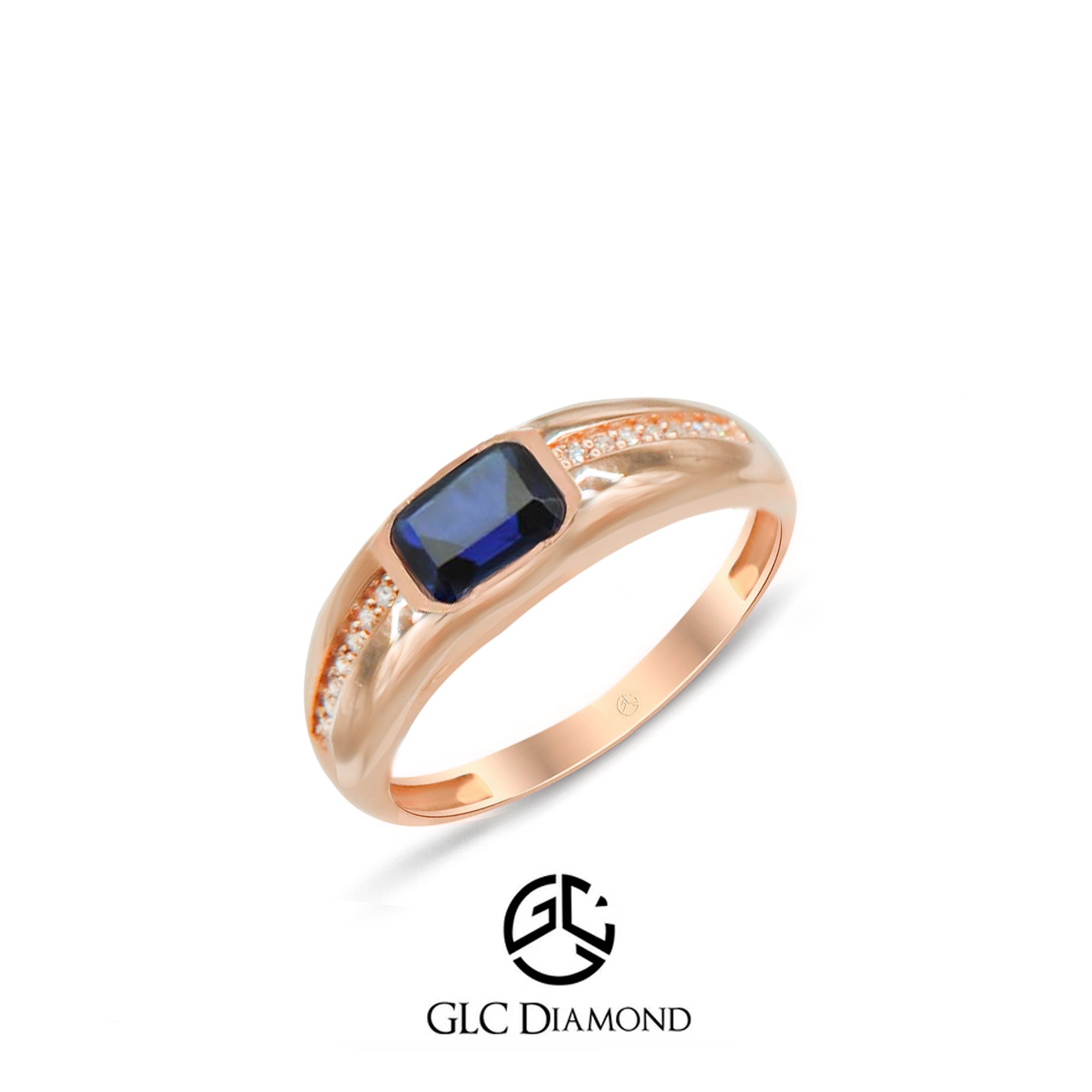 14K Gold Diamond Sapphire Ring, Anniversary Gift