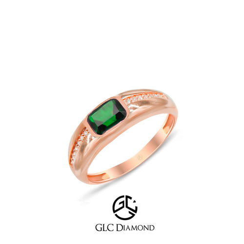 14K Gold Diamond Emerald Ring