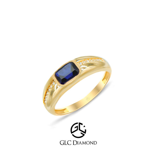 14K Gold Diamond Sapphire Ring