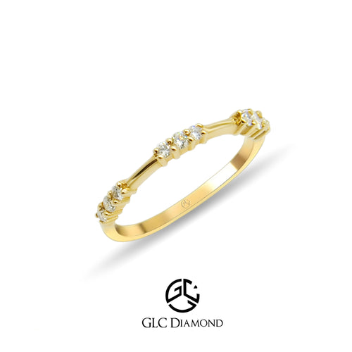 14K Solid Gold Petite Diamond Distance Band