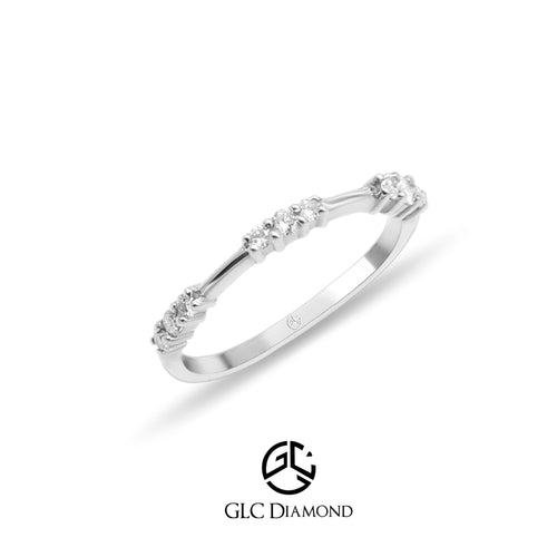 14K Solid Gold Petite Diamond Distance Band