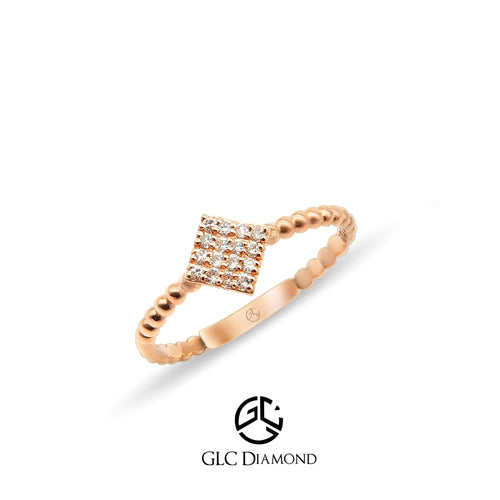 14K Gold Diamond Pave Square Shape Ring