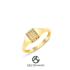 14K Gold Rectangular Diamond Cluster Ring