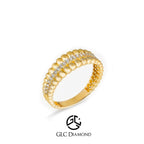 14K Gold Beaded Diamond Band Ring