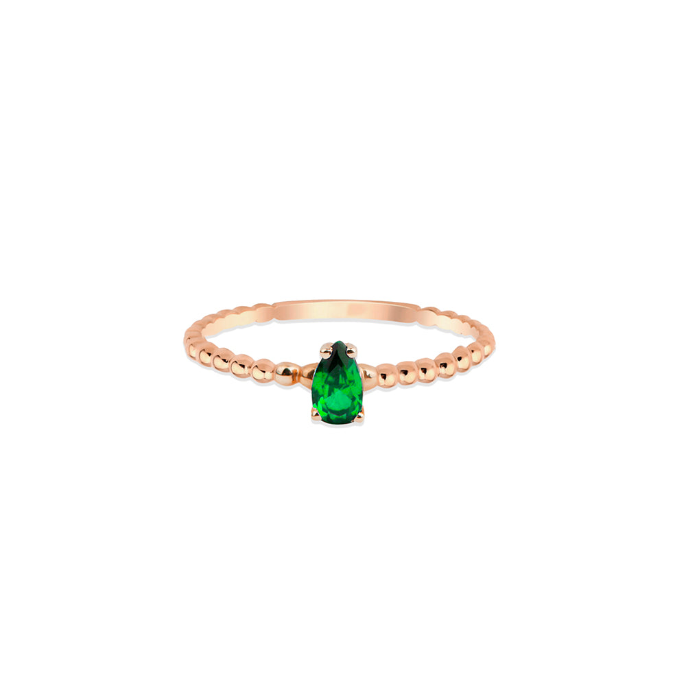 14K Gold Emerald Teardrop Ring / Gift for Daughter
