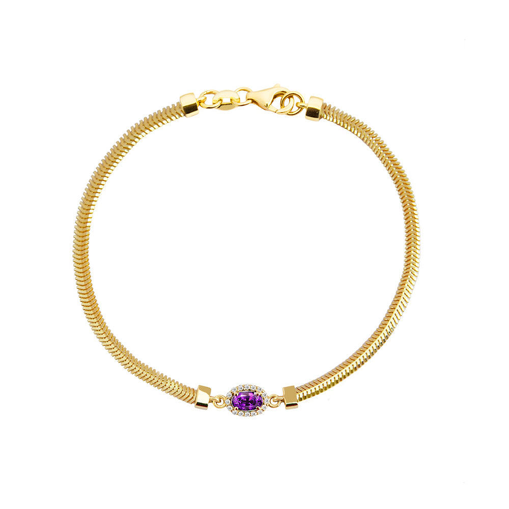 14K Gold Natural Amethyst Bracelet / Wedding Bracelet