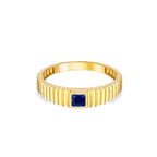 14K Gold Natural Sapphire Square Band Ring