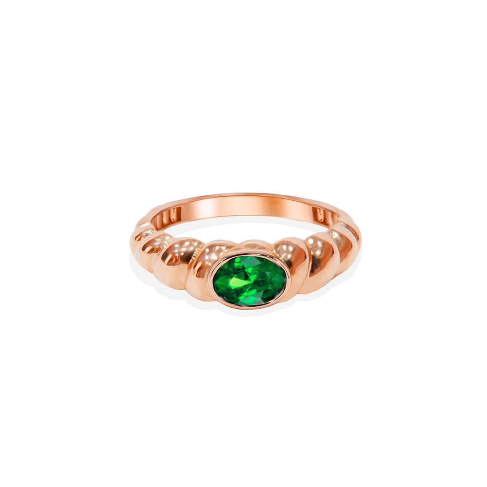 14K Gold Natural Emerald Bubble Ring