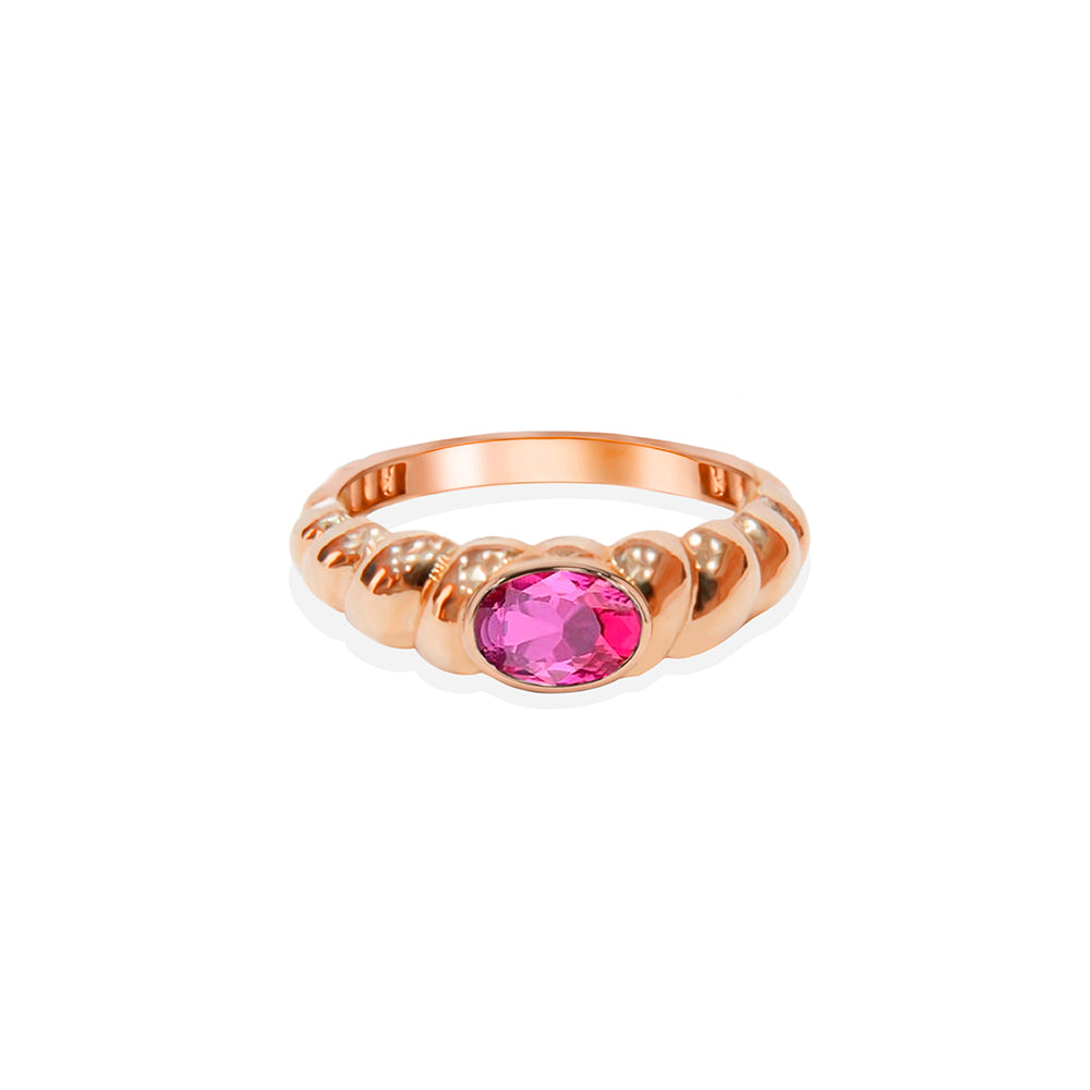 14K Gold Natural Pink Sapphire Bubble Ring